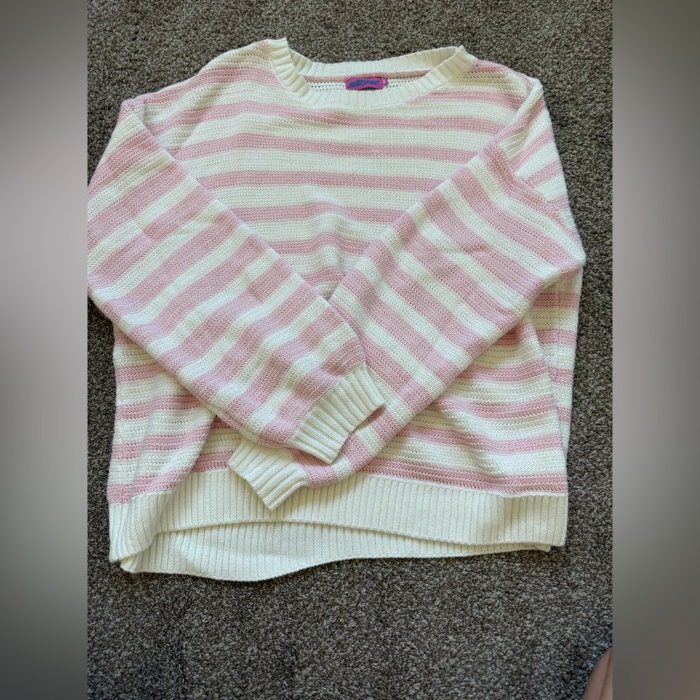 Edikted women’s pink and white striped sweater size xs